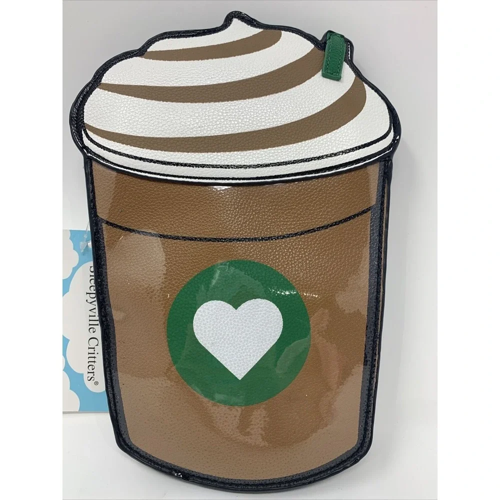 Sleepyville Critters Frappuccino Coffee Heart Crossbody Purse‎ Bag NWT Comeco